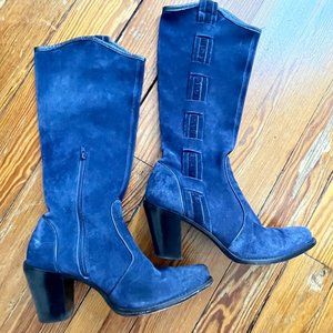PreOwned Via Spiga Genuine Navy Suede Western Boots Size 7.5